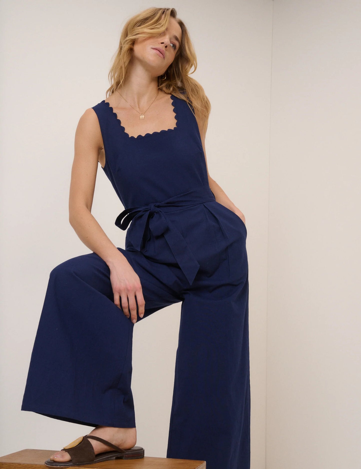 Nobody's Child - Navy Square Neck Jumpsuit