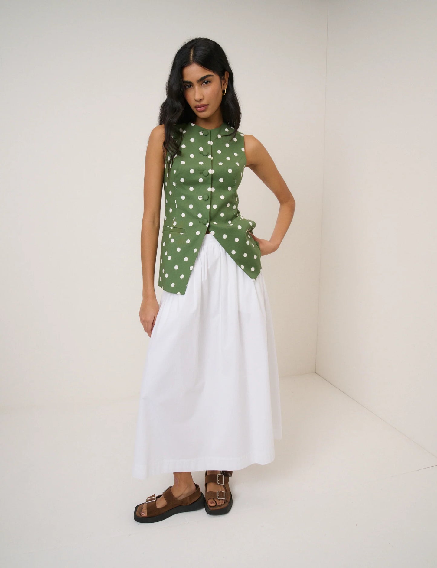 Nobody's Child Polka Dot Longline Tailored Waistcoat